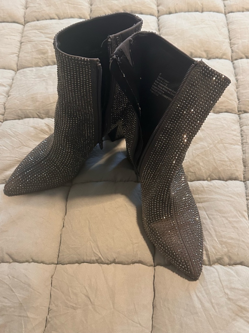 Target Embellished Pointed Toe Ankle Boots - Black